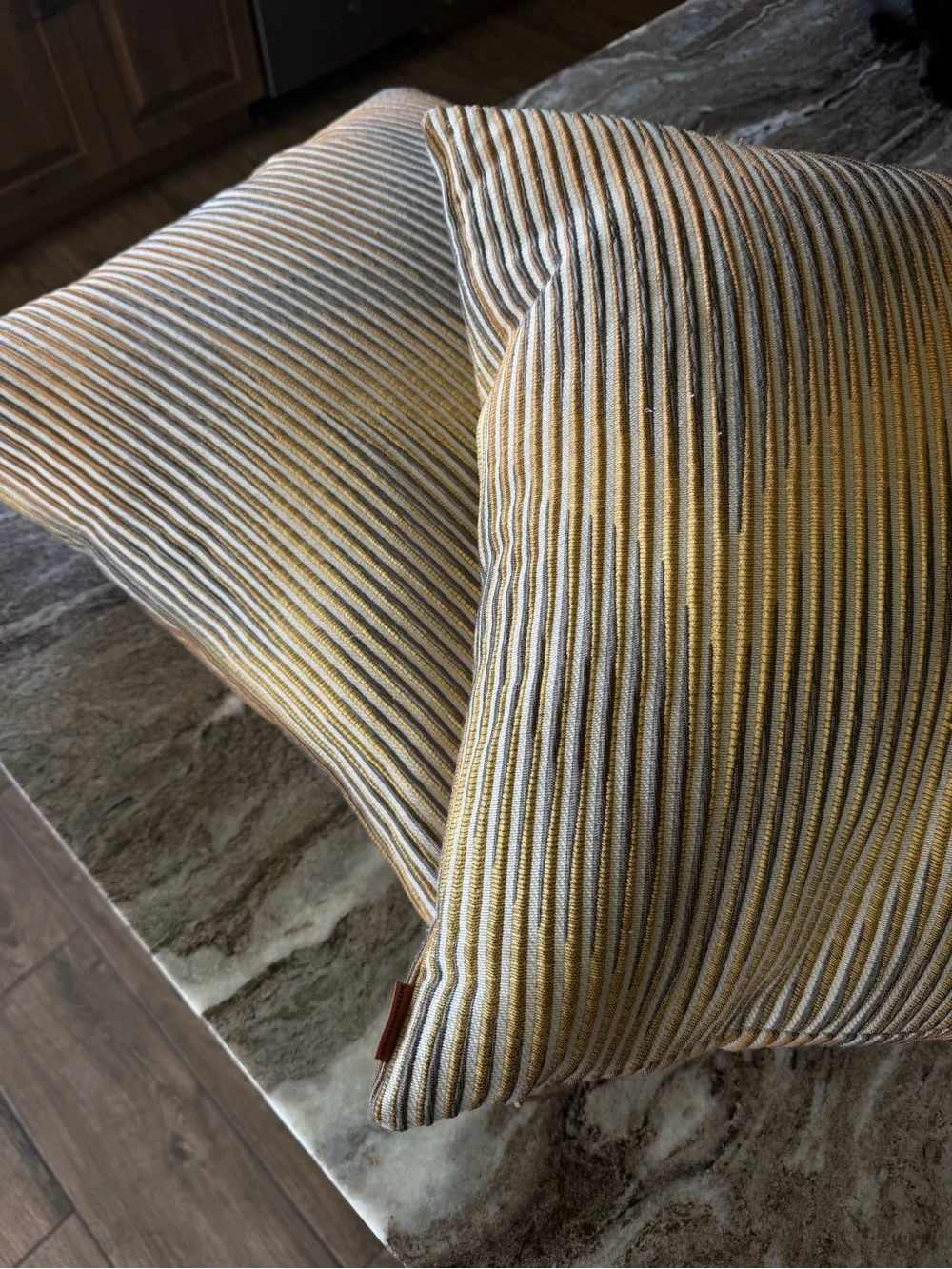 Two Missoni Home Striped Pillow in Gold and Gray